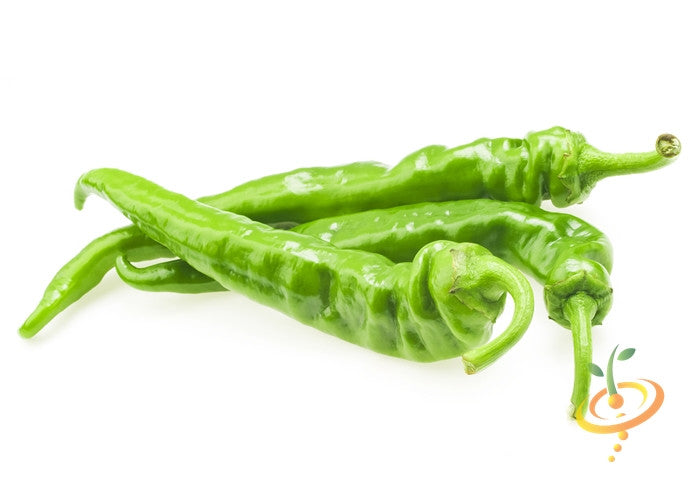 Fresh green hot Big Jim peppers for seed starter kit promotion