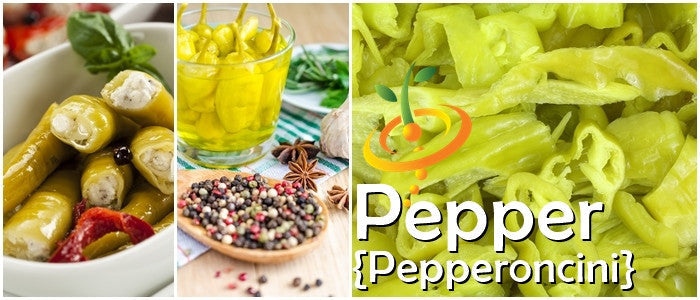 Close-up of hot Pepperoncini pepper seeds from SeedsNow, showing small, round, yellowish seeds in a clear container.